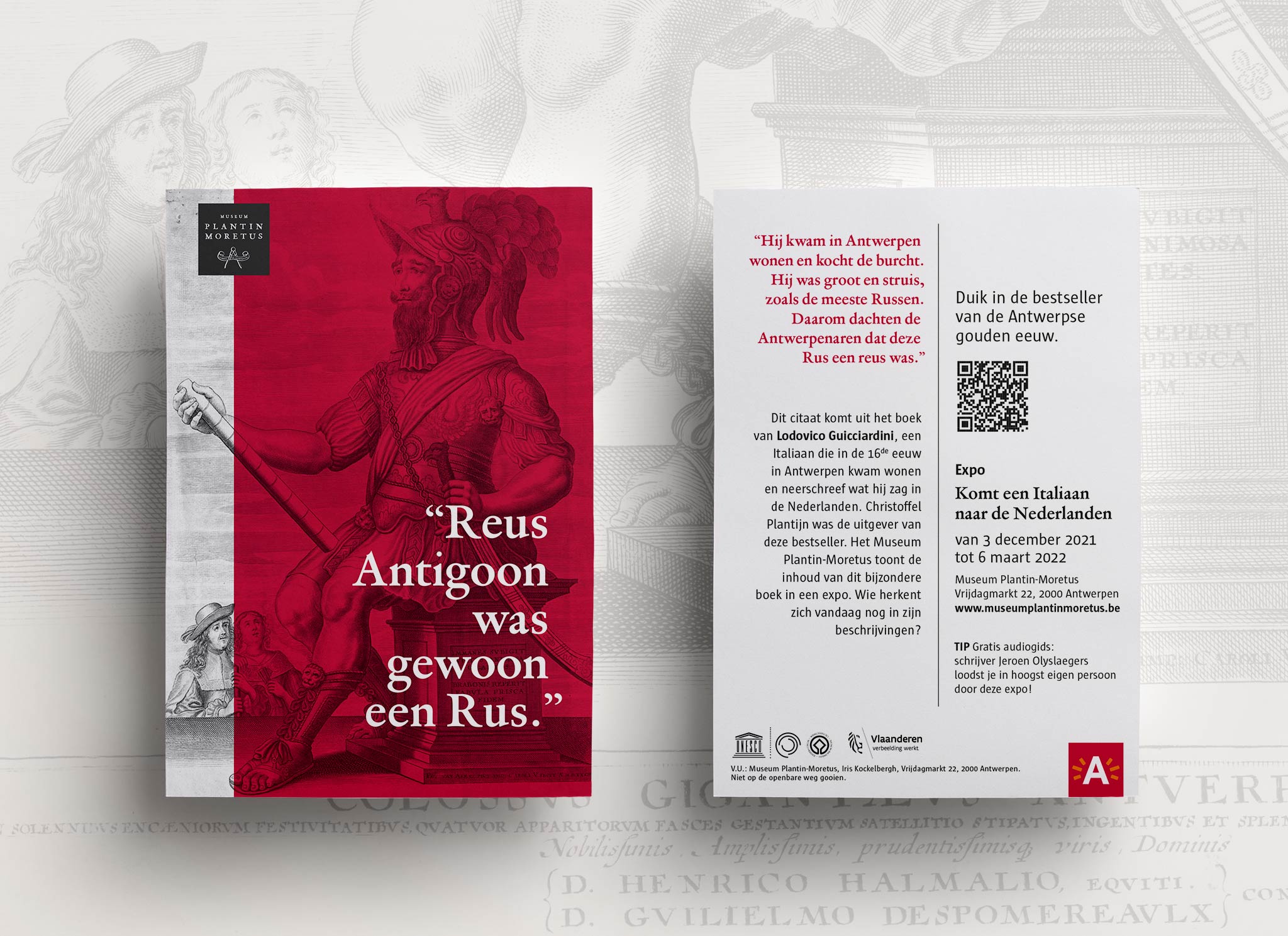 Campagne voor de expo 'Komt een Italiaan naar de Nederlanden' in het Plantin-Moretus museum in Antwerpen.