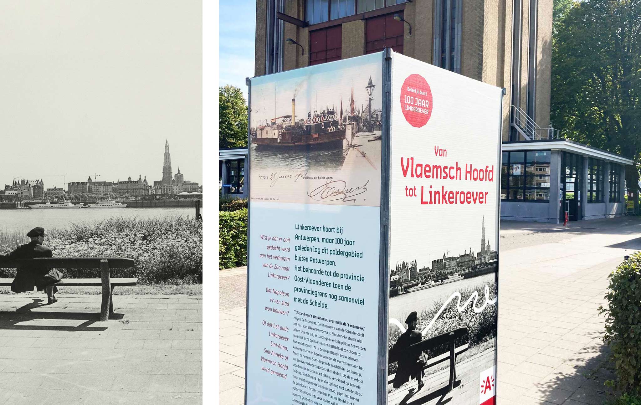 Ontwerp panelen voor de viering van 100 jaar Linkeroever in Antwerpen